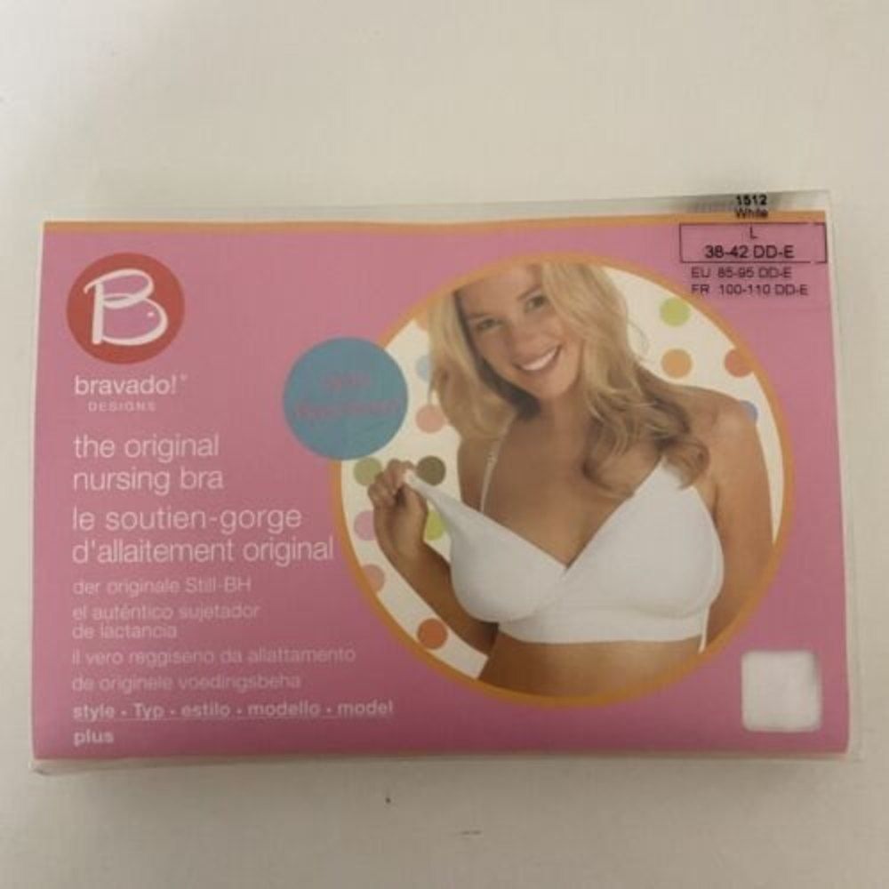 Bravado Original Nursing Bra Bamboo Style 1512 White Size L 38-42 DD-E NEW